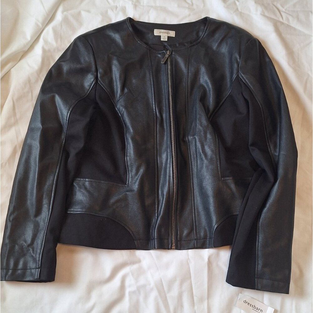 Women’s Black Faux Leather Jacket, XL - Dress Barn NWT - Picture 5 of 8